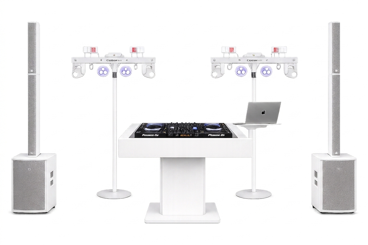 Komplettes weißes DJ-Setup