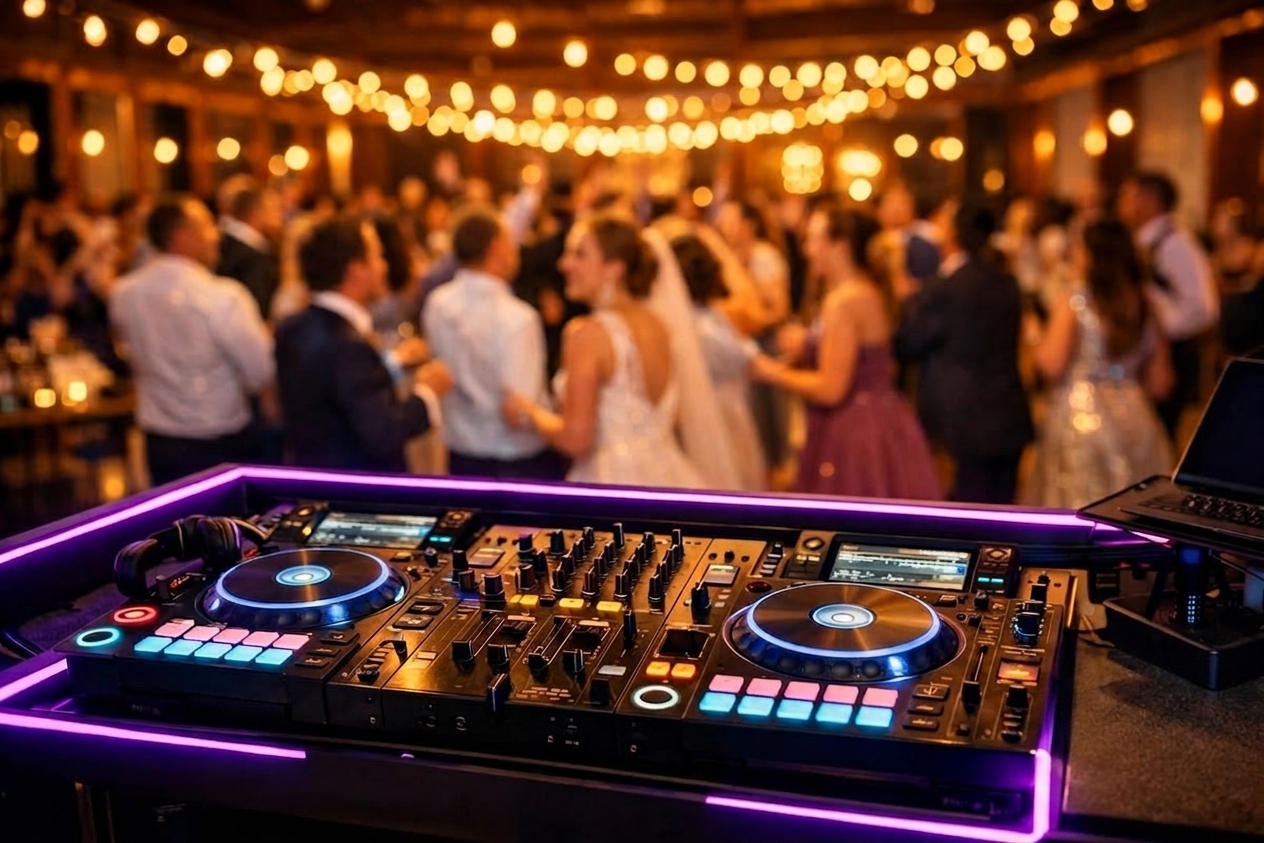 DJ Pult auf Hochzeitsfeier
